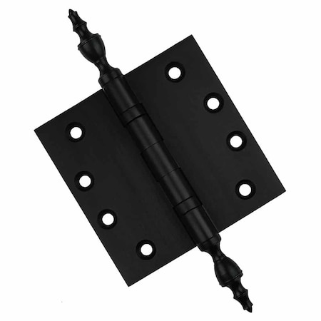 Embassy 4 x 4 Solid Brass Hinge, Flat Black Finish with Urn Tips 4040BBUS19U-1